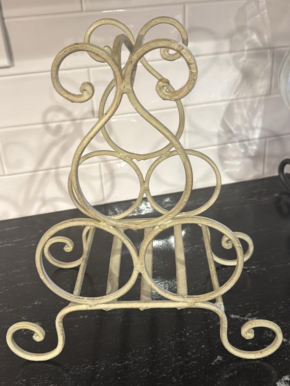 Decorative Scroll Metal Wine Holder - Cream Finish